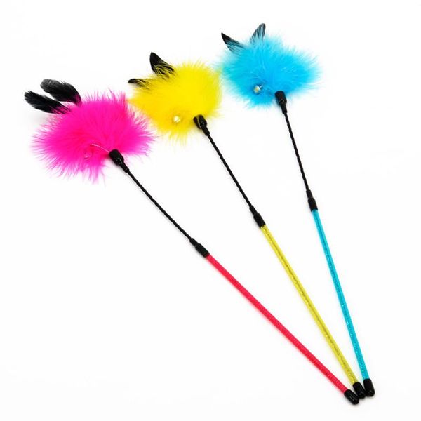 

cat toys 1pcs teaser toy interactive wand play kitten with bell fake feather training legendog