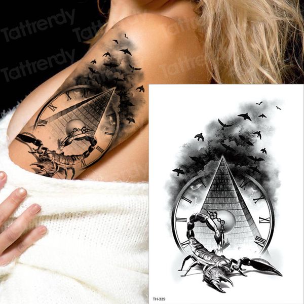 Nuvens escuras Tatuagem Temporária Cool Tatuagens Pretas Projeto Impermeável Adesivo Para Homens e Mulheres Tatoo Compasso Harry Estilo