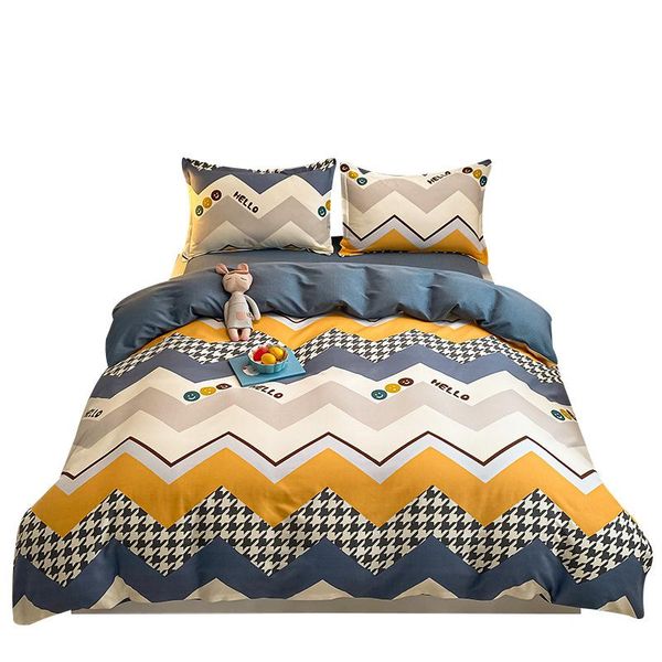 

bedding sets children's cotton brushed four-piece striped bed sheet quilt cover