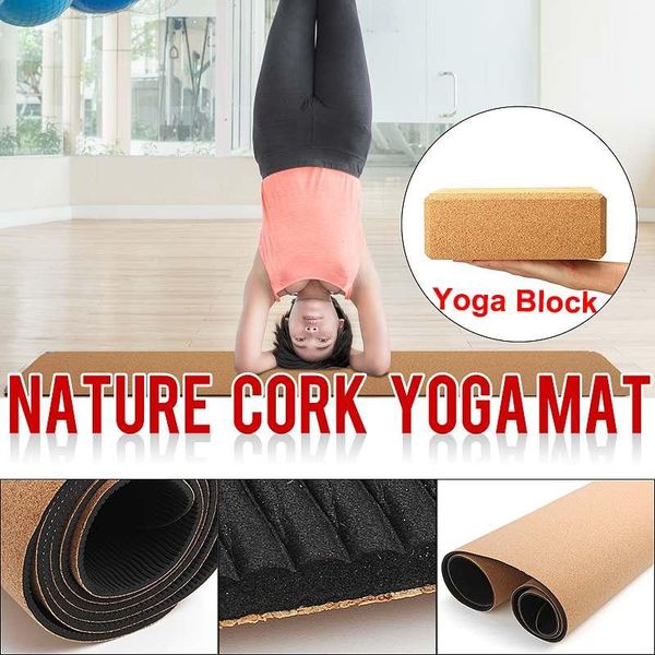 

1830*610*6mm yoga mat cork block non slip carpet bodybuilding fitness gymnastics mats indoor sports exercise