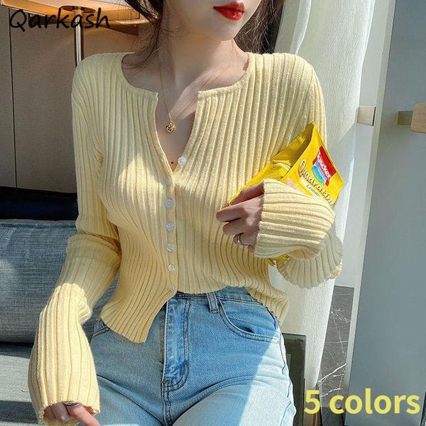 

women's knits & tees cardigan women button spring slim minimalist soft all-match clothing femme 5 colors daily chic elegant knitwear in, White