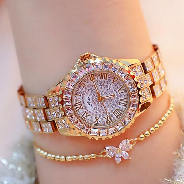 

wristwatches diamond women watches bracelet watch ladies 2022 fashion quartz gold wrist crystal female clock relogio feminino, Slivery;brown