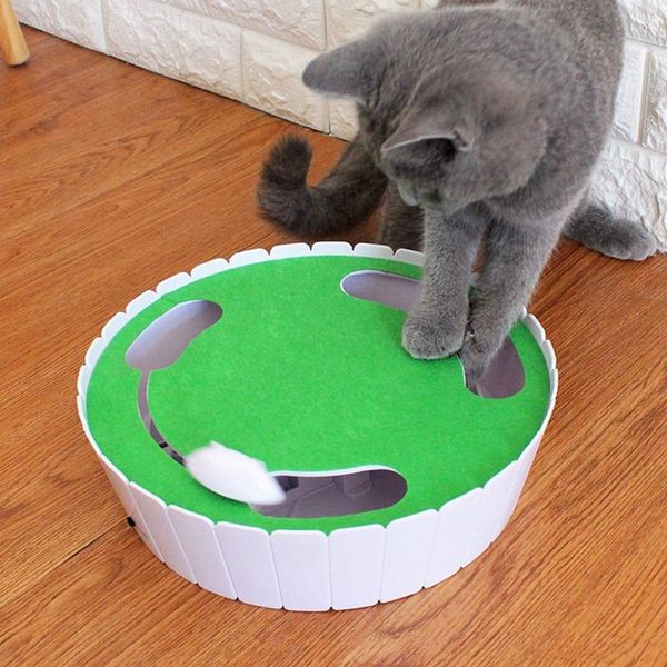

cat toys interactive pet automatic rotating play teaser plate mice catch toy electric playing exercise