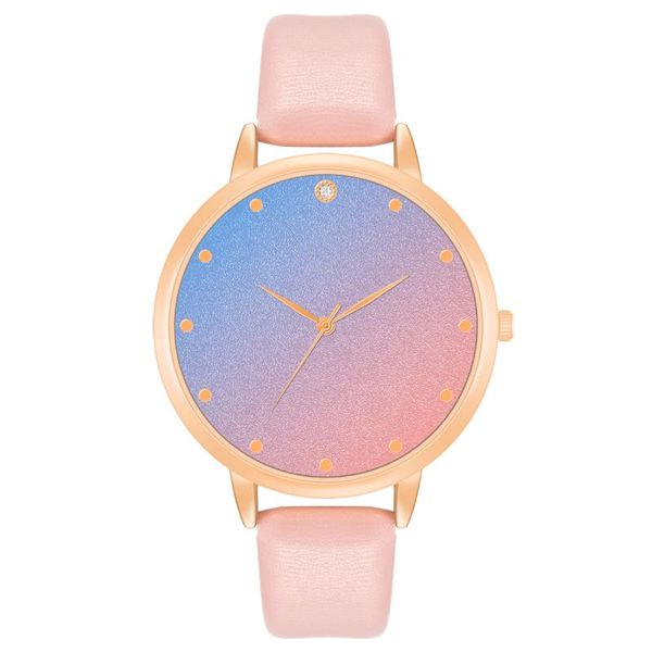 

wristwatches gradient color quartz watch women 2021 fashion no logo leather band ladies women's clock relogios, Slivery;brown