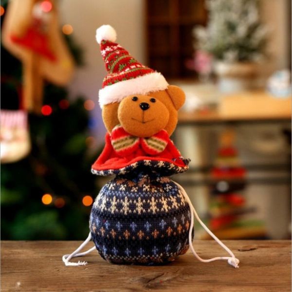 

christmas decorations knitted apple bag merry candy wicker basket decor elk snowman santa claus fruit food rack bolso de punto