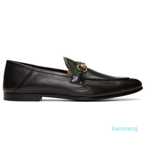 

classic women flat dress shoes 100% authentic cowhide metal buckle lady leather casual shoe mules webbing men trample lazy designer slides, Black