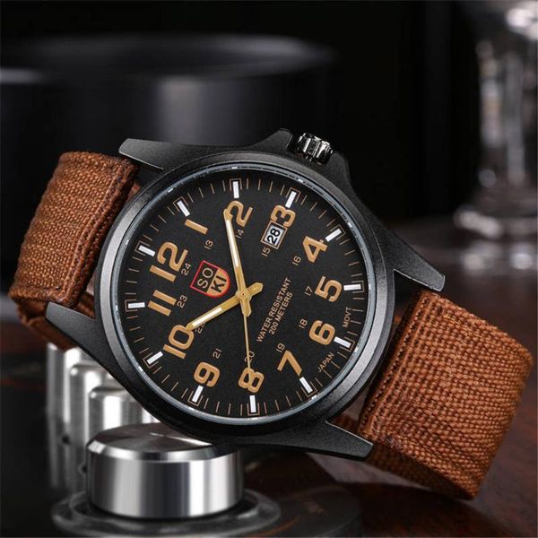 

wristwatches men watches nylon trend soki simple fashion 2021 woven belt men's calendar watch relogio feminino, Slivery;brown