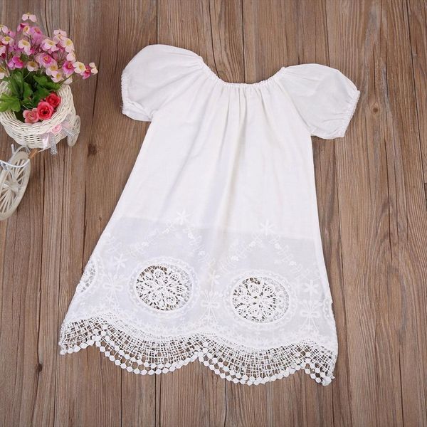 

pudcoco girls summer white fringe girl dresses style solid color off the shoulder for fille, Red;yellow