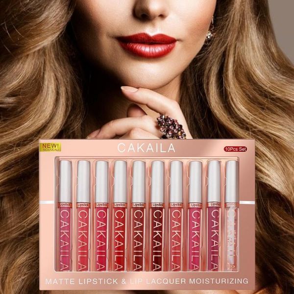 

lip gloss 10pcs/set matte velvet non stick long lasting lipsticks