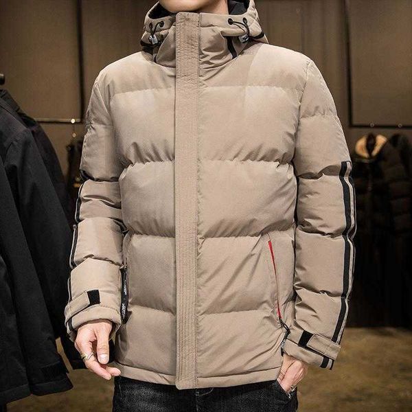 

men's down & parkas 2021 winter jacket hooded casual parka solid color thicken and warm outwear windproof coat plus size 5xl, Black