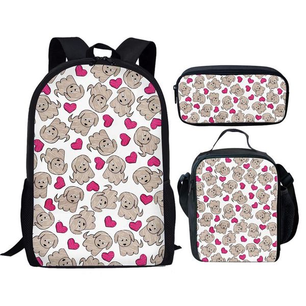 

customzied kids backpack girls cute puppy cat printing orthopedic school bag set primary schoolbag mochila bookbag sac a dos bags