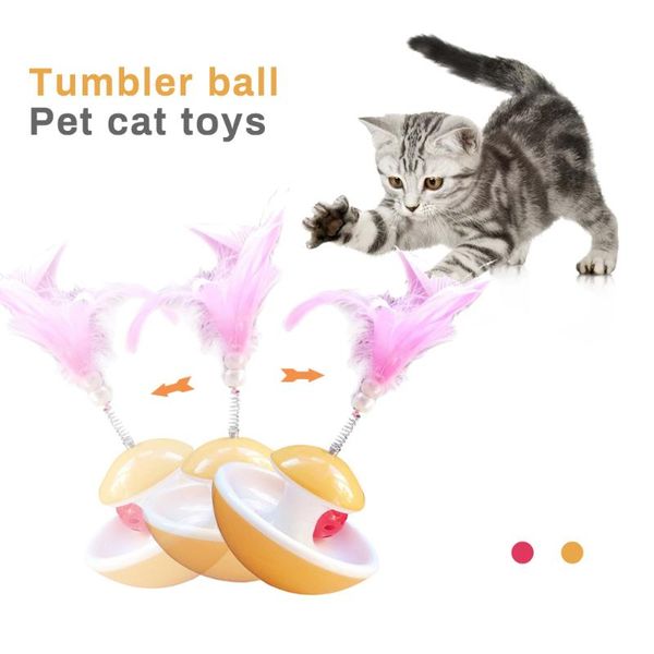 

cat toys pet kitten feather toy rolling scratching tumbler interactive feeder feeding