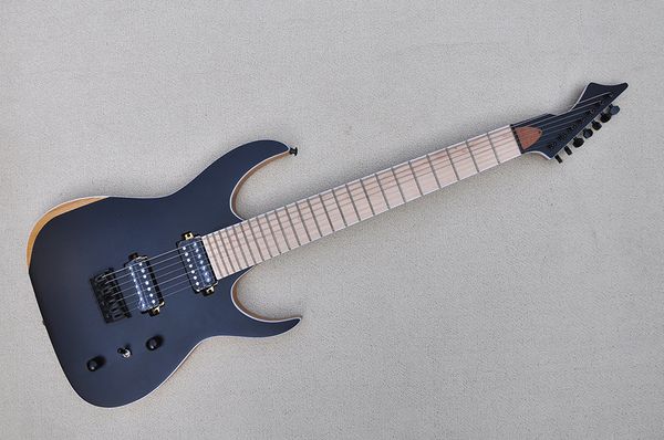 

factory custom 7 strings matte black electric guitar with black hardware,maple fretboard,can be customized