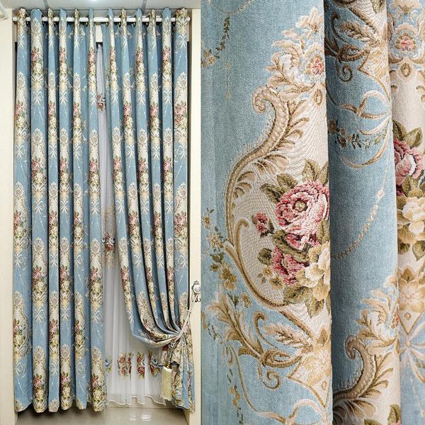 

curtain & drapes european style light luxury curtains for living dining room bedroom chenille chinese high-precision jacquard