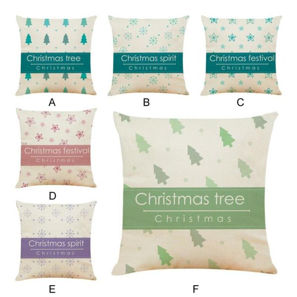 

45x45cm christmas theme letter pattern pillowcase linen pillow case decorative throw cover
