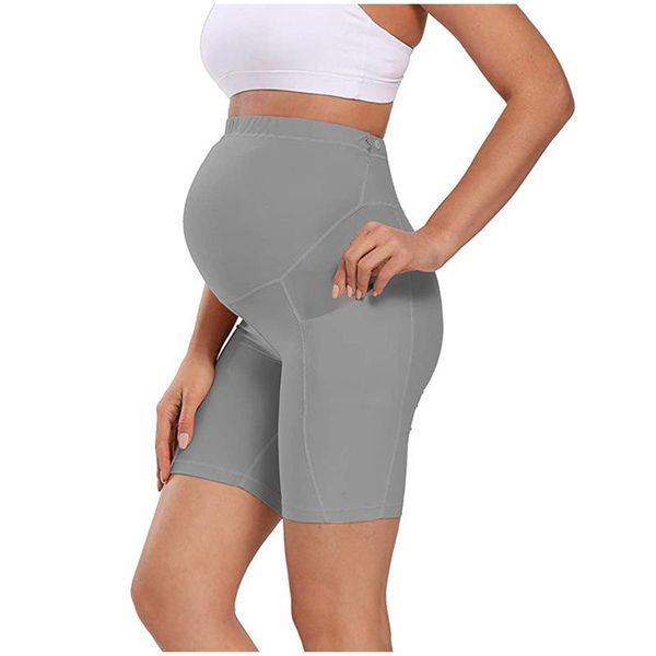 

maternity bottoms high waist belly yoga short pants slim skinny legging clothes for pregnant women summer sport casual fitness pregnancy, White