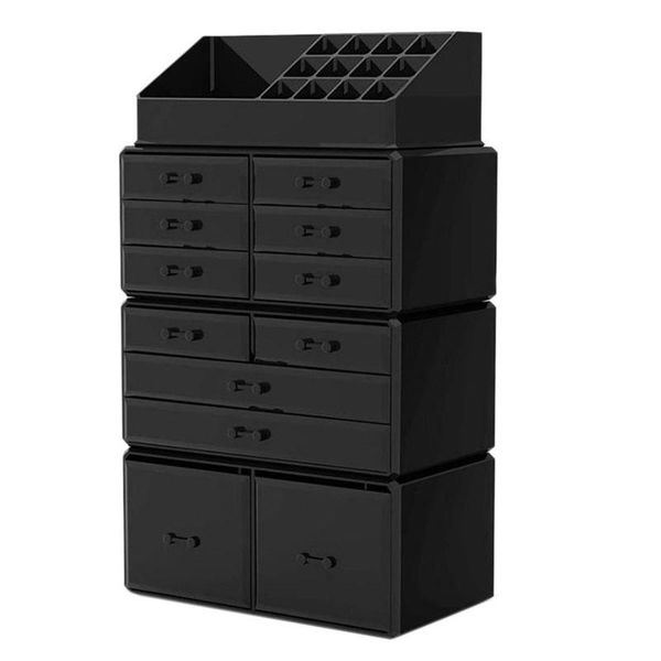 

promotion large capacity makeup organizer acrylic cosmetic storage drawers and jewelry display box with 12 boxes & bins