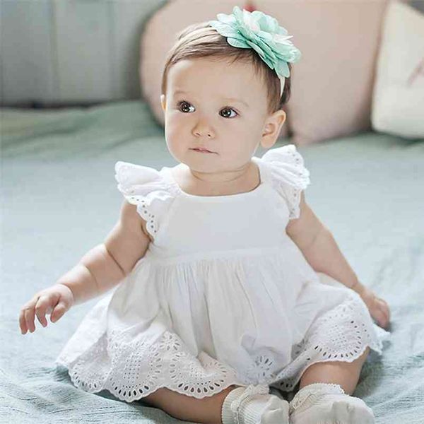 Menina infantil Romper vestido nascido puro algodão bordado jumpsuit de renda crianças roupas de bebê roupas de bebê verão 0-24m 210816