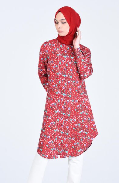

women's blouses & shirts minahill patterned viscose tunic 2507-03 red, White