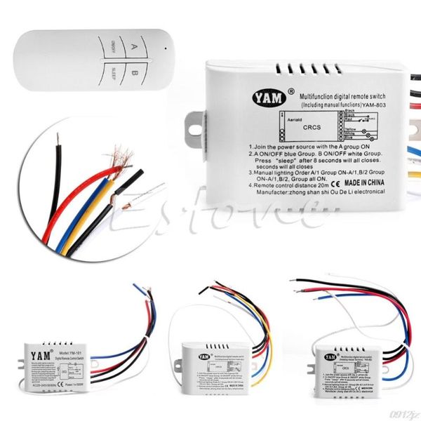

smart home control 220v 1/2/3 ways wireless on/off lamp remote switch receiver transmitter c90a drop ship