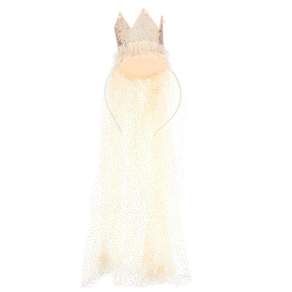 

hair accessories girl crown veil long headdress beautiful hoop accessory for birthday, Slivery;white