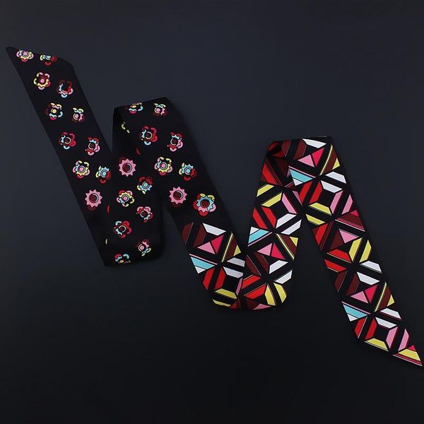 

scarves 120*5cm all-match printed scarf fashion arm bag ribbon hair band, Blue;gray