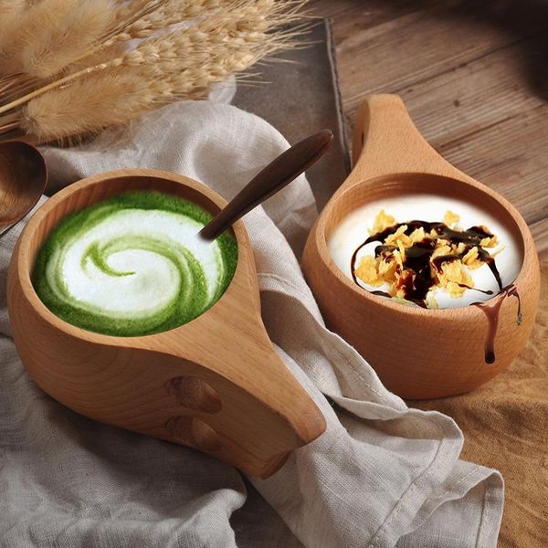 

mugs finland portable coffee mug rubber wood handle two hole cowhide rope hook juice milk retro cup