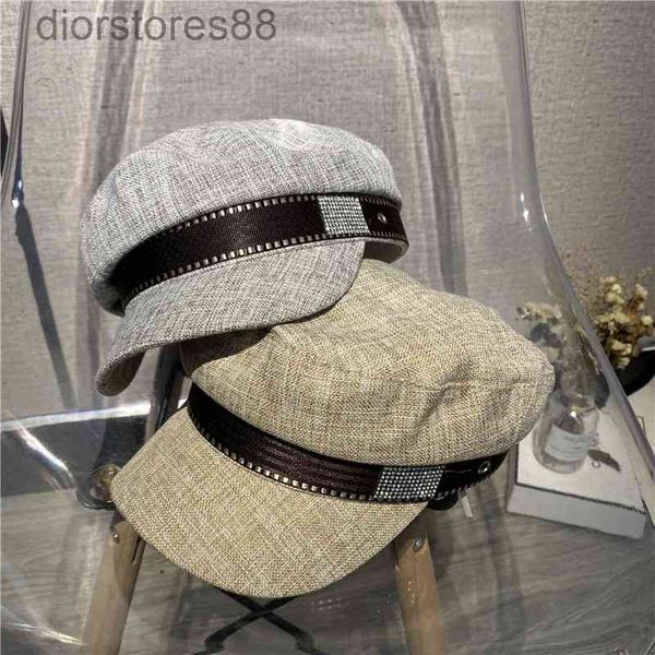 

caps ball cap hat female autumn korean version net celebrity temperament diamond inlaid navy british versatile fashion beret duck tongue, Blue;gray