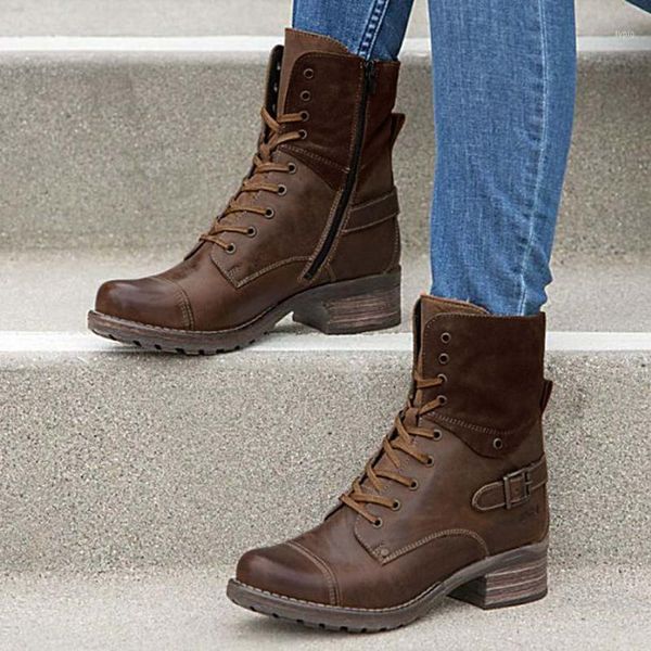 

boots synthetic leather short ankle autumn winter women square heels woman chunky slip on shoes women's botas mujer #11231 5o7d, Black