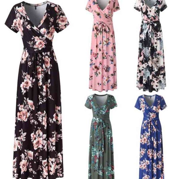 

s / s 2019 printed short sleeve dress women's beach dress, Black;gray