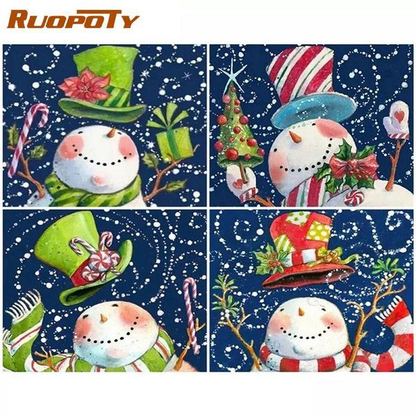 

paintings ruopoty frameless diy painting by numbers snowman brothers christmas landscape for home wall art picture unique gift arts