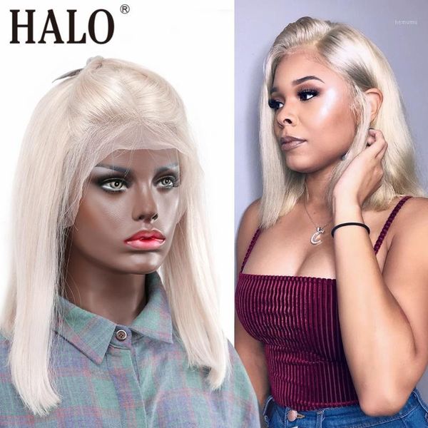 

ash blonde silver gray colored short bob 13x4 lace front human hair wigs transparent frontal wig glueless pre plucked bleached1, Black;brown
