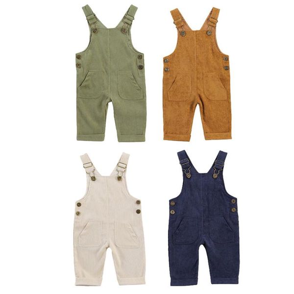 

baby boys plain solid corduroy suspender pants 0-24m born toddler fall winter casual straight romper jumpsuit overalls jumpsuits, Blue