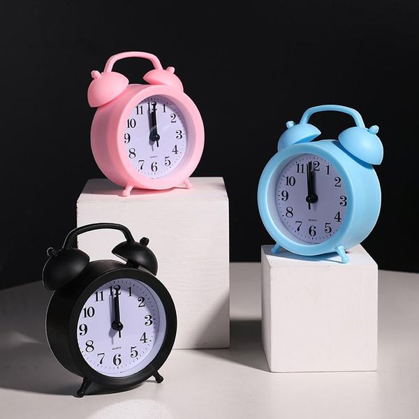 

other clocks & accessories mini alarm clock electronic round number double bell desk table digital quartz home decoration retro portable