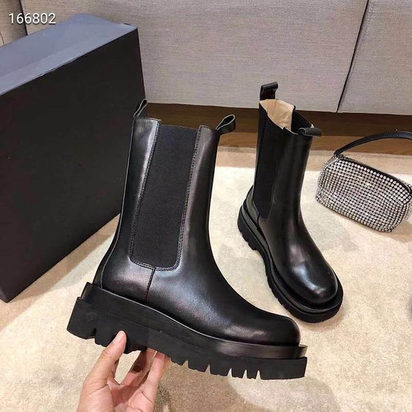 

womens designer boots leather martin ankle chaelsea boot fashion wave colored rubber outsole elastic webbing luxury comfort exquisite with b, Black