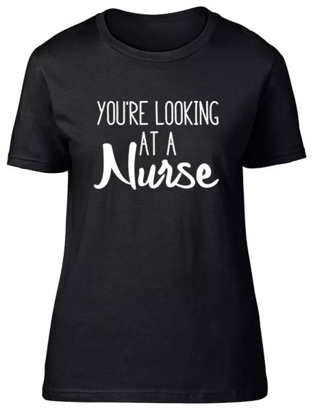 

Your Looking at a Nurse Fitted Womens Ladies T Shirt, White;black