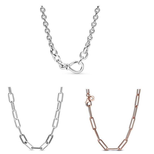 

chains authentic 925 sterling silver me link snake chain pattern circular clasp necklace for women bead charm diy jewelry