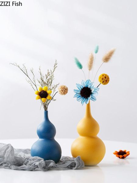 

vases ceramic vase blue gourd flower arrangement deskdecor ornaments for flowers modern floral adornment home decoration