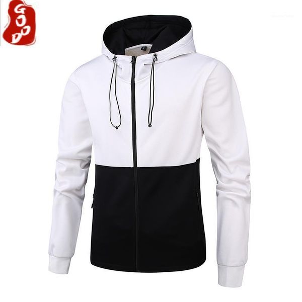 

men's hoodies & sweatshirts 2021 casual patchwork sweatshirt hoodie men drawstring zipper spring autumn brand solid outwear eu size, Black