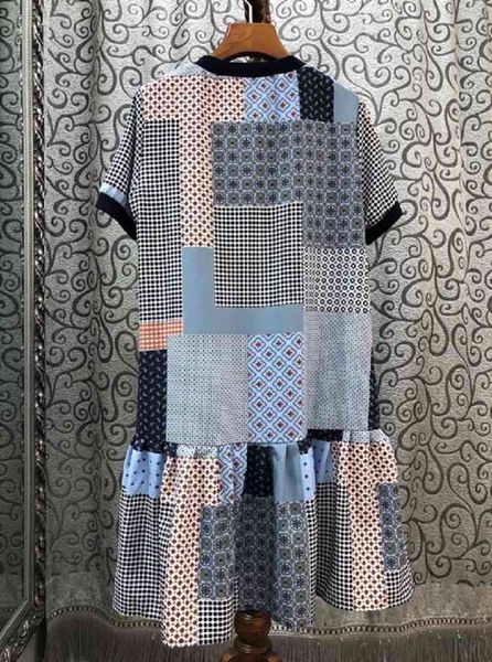 

dress summer fashion style women geometric print short sleeve slim fitted a-line ruffle dress above knee, Black;gray