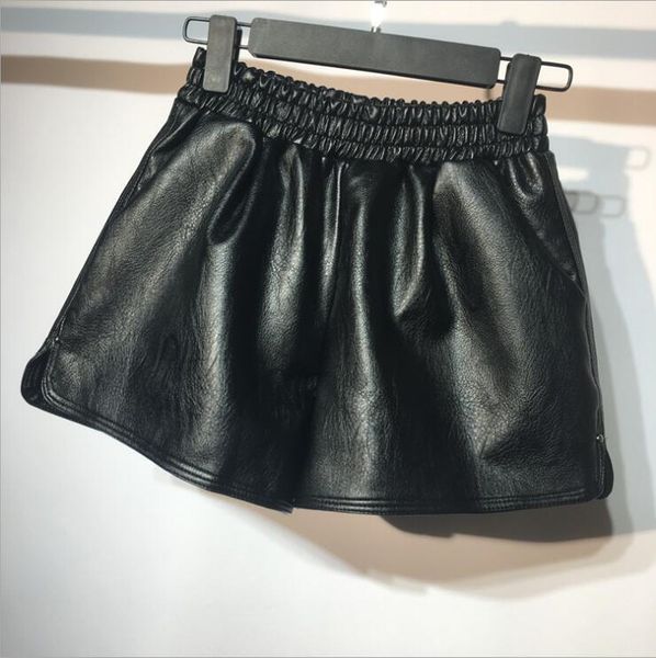 

shorts 2021 wholesale girls pu leather autumn fashion 3-8t b854, Black