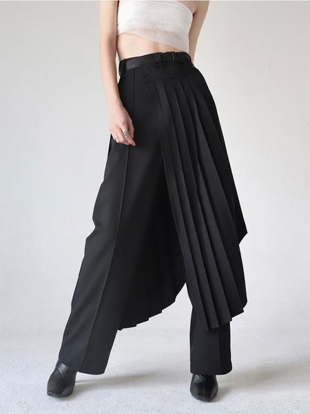 

27-46 2021 women men's clothing hair stylist single piece removable pleated trousers plus size costumes pants, Black