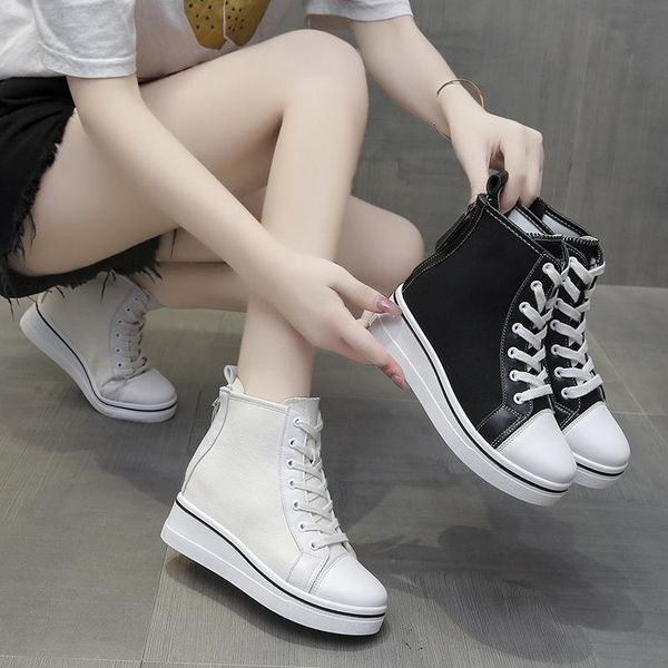 

dress shoes cootelili platform woman pumps round toe canvas shoe black basic 6.5cm heels lace up zip women size 35-40
