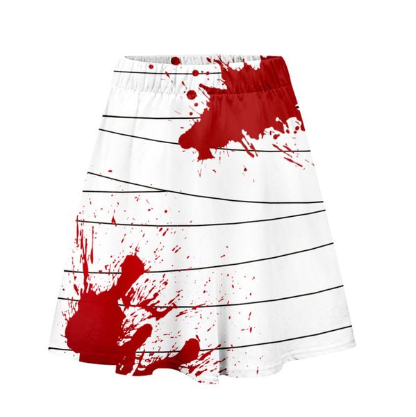 

Autumn new products 5 Halloween blood stains stripes geometric print mid-length skirt women, Black