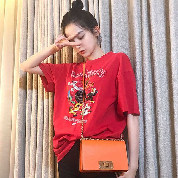 

summer new t-shirt star same pure cotton cartoon loose round neck t-shirt short sleeve fashion female top, White