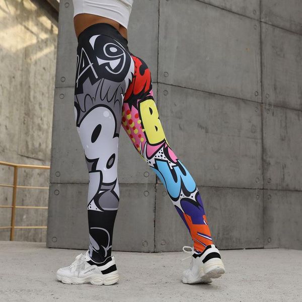 

women's leggings normov women casual fashion print high waist workout jeggings polyester skinny push up fitness feminina, Black