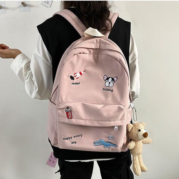 

cute cool school bag for teenage girls fashion cartoon embroidery backpack women junior student schoolbag oxford bookbags teen bags