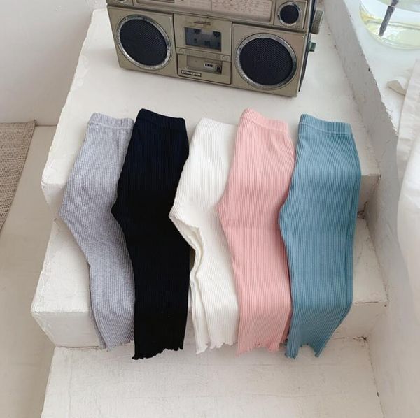 

trousers 2021 wholesale girls boys ribbed leggings fashion autumn cotton soft kids 2-7 years xy940, Blue