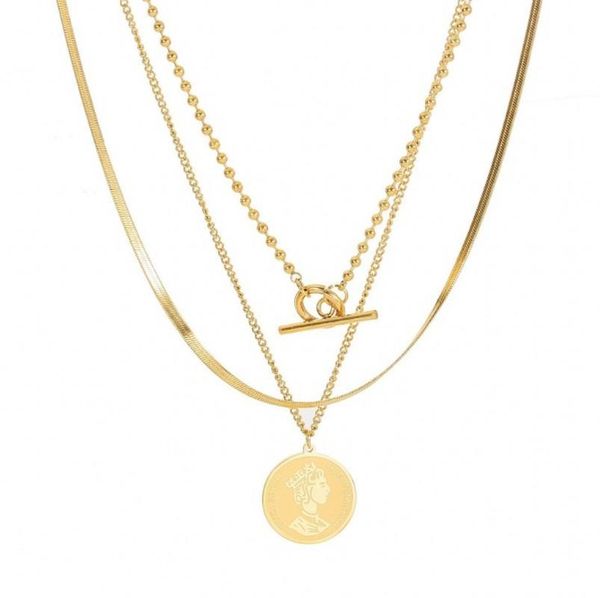 

chains layered gold sublimation necklace jewelry sweater pendant necklaces, Silver