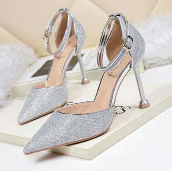 

dress shoes 2021 women pumps ankle strap for peep toe heels sandals party wedding woman high classic 34-40, Black